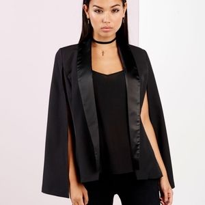 Girls on Film retro black tuxedo cape jacket S 4